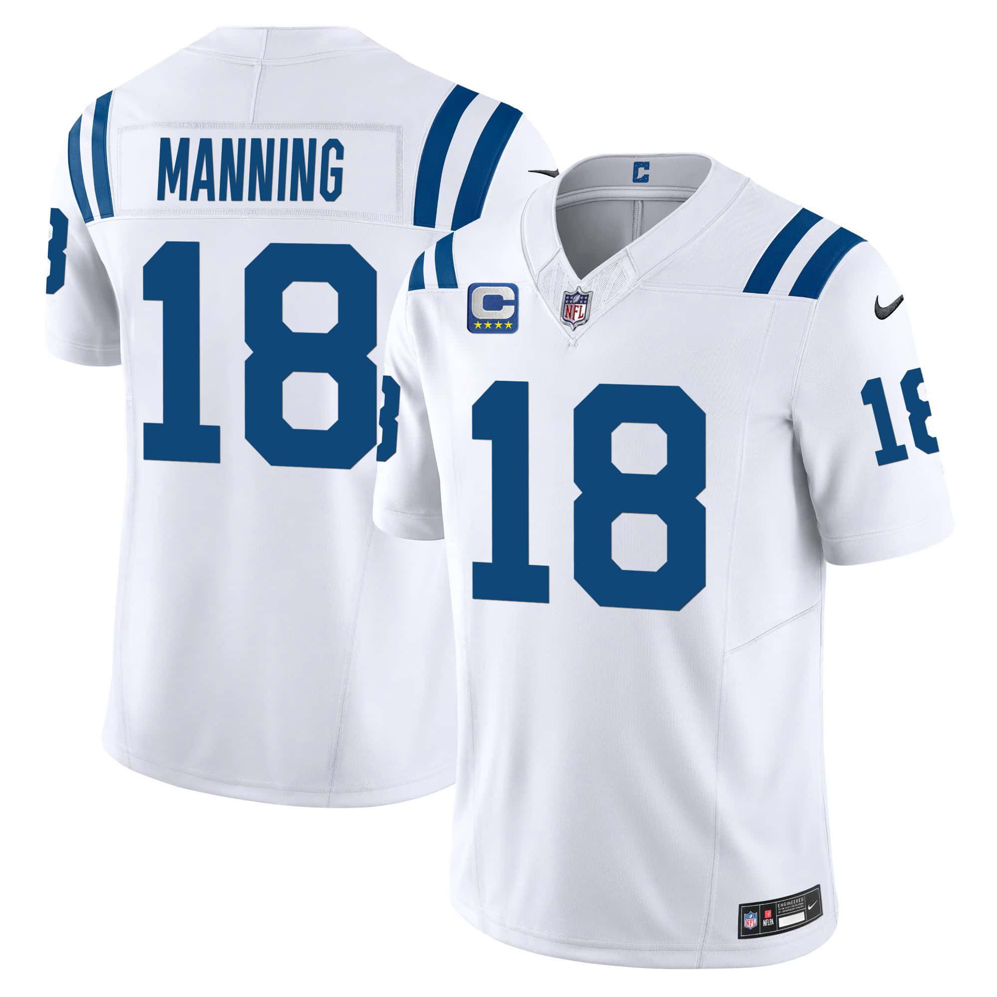 Men Indianapolis Colts #18 Manning White 2024 Nike Vapor Limited NFL Jersey